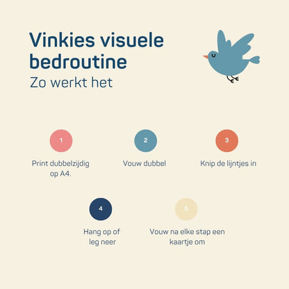 Vinkies visuele slaaproutine - Printbare routinekaart voor peuters